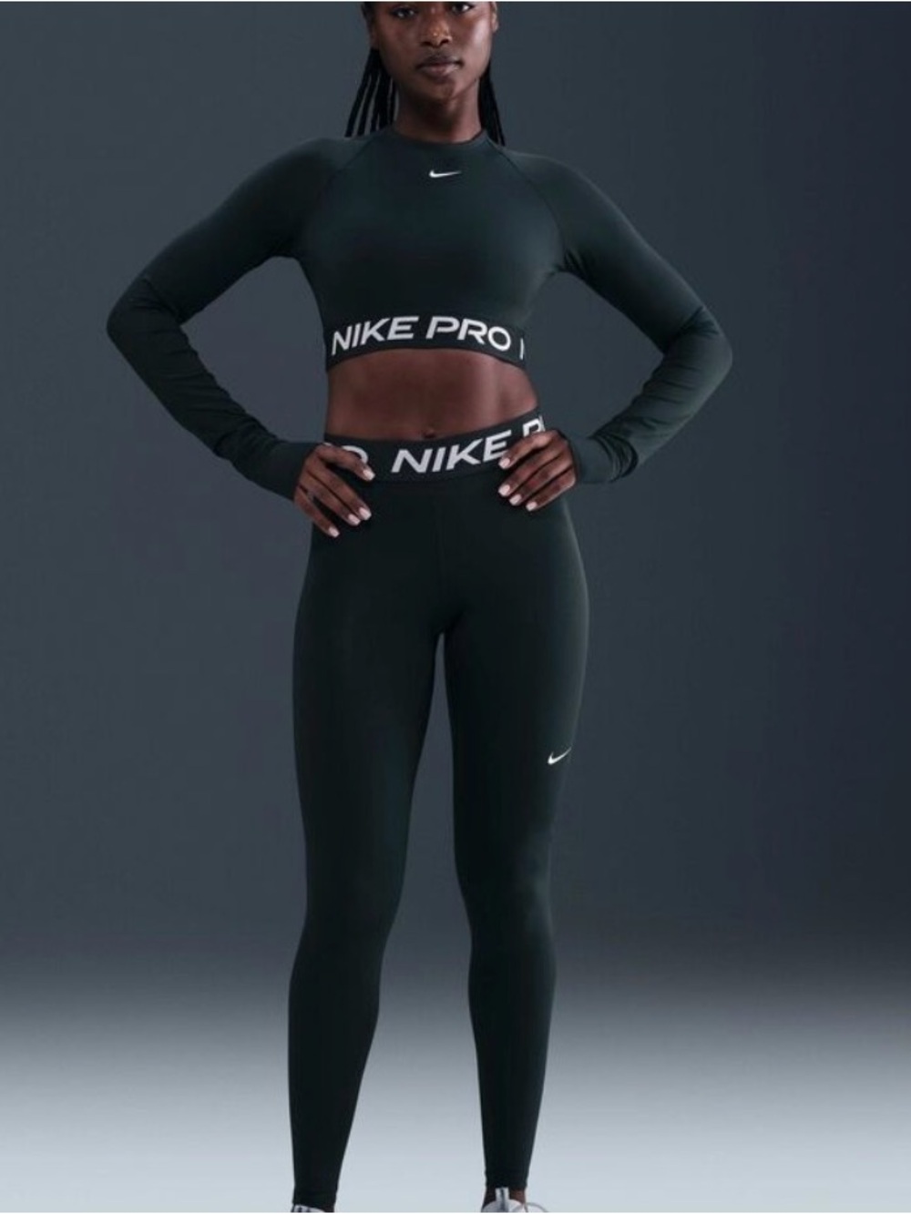 Nike Pro Women's Dri-FIT Cropped Long-Sleeve Top plus leggings set